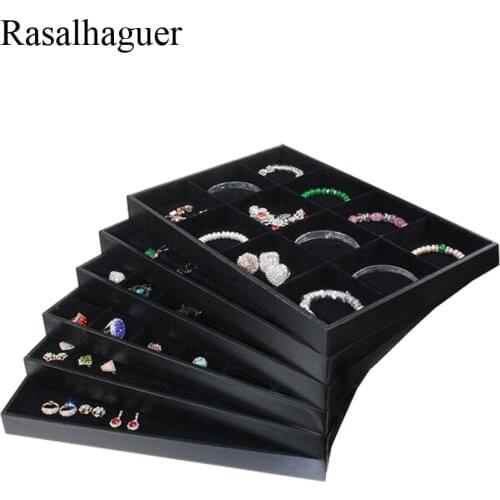 Hot Selling PU Frame Velvet Jewelry Organizer Jewellery Display Ring Box Necklace Earring Holder Various Models for Option