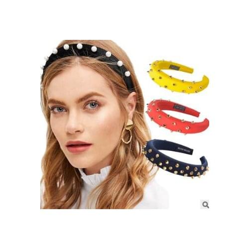 30pcs/lot DIY Simple Multi Sponge Metal Rivet Head Bands Cross-border Thicken HeadBands Hair Styling Tools Accessory HA995