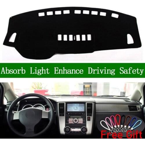 For Nissan Tiida C11 2005 2006 2007-2010 Dashboard Cover Sun Shade Non-slip Dash Mat Carpet Car Stickers Interior Accessories