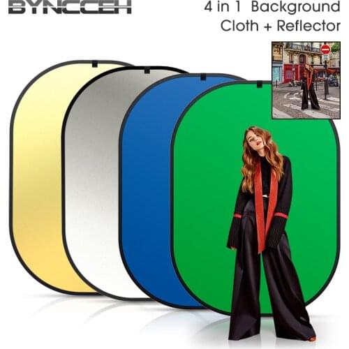 Collapsible Green Screen Kit Backdrop For Video Streaming 4-in-1 Chromakey Green Screen Chair Background Cloth With Reflector