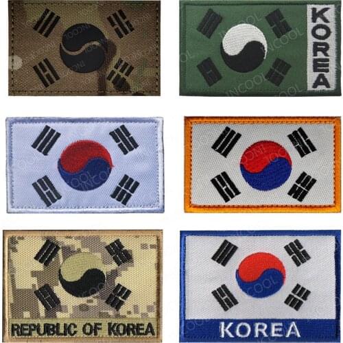 Embroidery Patch Reflective South Korea Flag Patch Tactical Emblem Badges Appliqued Decorative Embroidered Patches For Clothing
