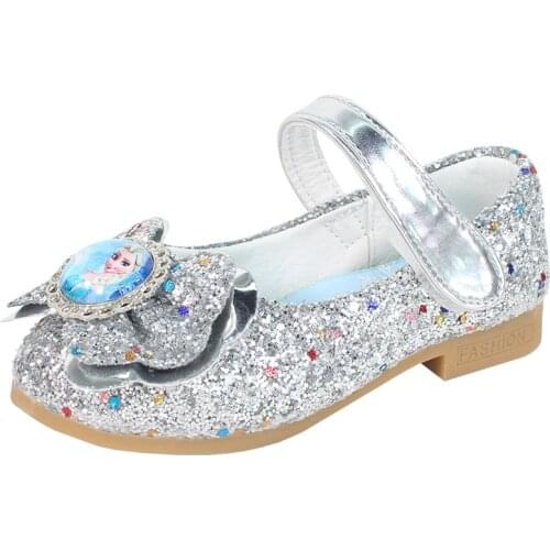 Frozen elsa and anna Snow Queen Single shoes girls spring autumn princess Sparkling cartoon Casual