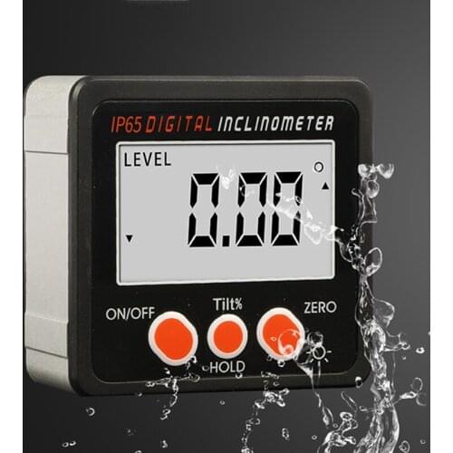 4 x 90° IP65 Waterproof LCD Digital Protractor Inclinometer Gauge Level Angle Finder Inclinometer net Base