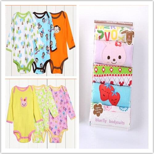 2016 Baby Jumpsuits Long Sleeve Baby Bodysuits 100% Cotton 5pcs/set Newborn Infant Baby Boy Clothing Envelope design 3M-24M