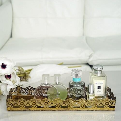 Vintage Gold Cupcake Plates Home Storage Rack for Key Perfume Cosmetic Lace Iron Cake Stands for Wedding Birthday Party Decor