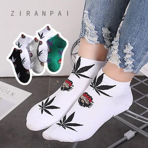 Womens socks cotton Harajuku skateboard hip hop maple leaf socks ladies street boat socks ladies