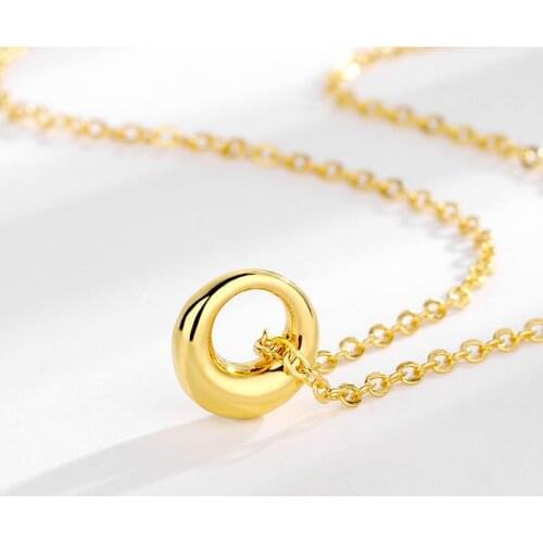 Binmonray 925 Sterling Silver Simple Hollow Round Water Drop Drop Pendant Necklace for Women Korean Ins Fashion Necklace Jewelry