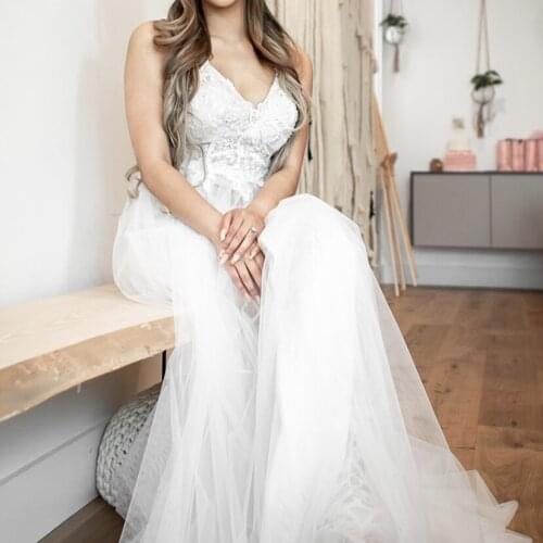 Bohemian Lace Wedding Dresses Plus Size Spaghetti Straps Backless Floor Length Boho Bridal Gowns Elegant Vestido De Noiva