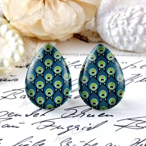 10pcs 13x18mm 18x25mm Handmade Photo Teardrop Glass Beads Cabochon DIY For Tray setting finding-( Feather)-(HPGC-T-221)