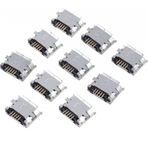 10 x Micro-USB Connector Jack PCB SMD Mount Silver