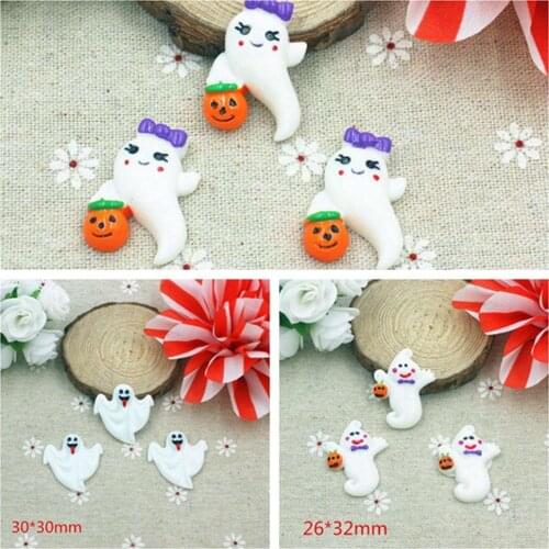100 pieces/lot kawaii resin cabochons Hallowmas specter ghost pumpkin planar resin for diy decoration phone hair crafts
