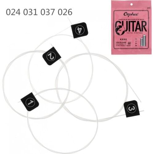 4Pcs/Set Ukulele String 024/031/037/026 White Nylon Carbon Fiber String with Great Tone &Hard Tension for Primary Guitar Players