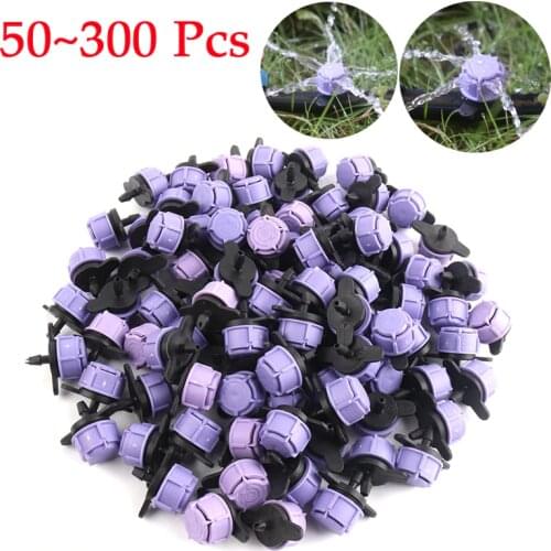 50~300Pcs Garden Micro Flow Drip Irrigation Sprinkler Beautiful 5-Holes Greenhouse Plants Watering Emitter Purple PP Dripper