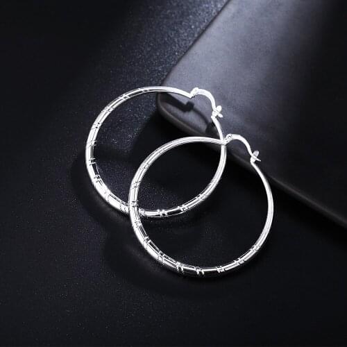 925 Sterling Silver 3/4/5/6cm big circle hoop earrings for women high quality Fashion Jewelry Christmas Gifts Wedding earrings