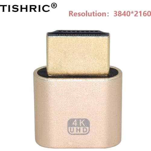 TISHRIC HDMI-compatible Monitor Emulator Adapter HDMI-compatible Dummy Plug 4K Virtual Display Mining Emulator For Mining Miner