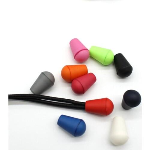 AIJJU 100 Pcs DIY Cord Ends Bell Stopper With Lid Lock Colorful Plastic Toggle Clip For Paracord Clothes Bag Sports Wear Shoe