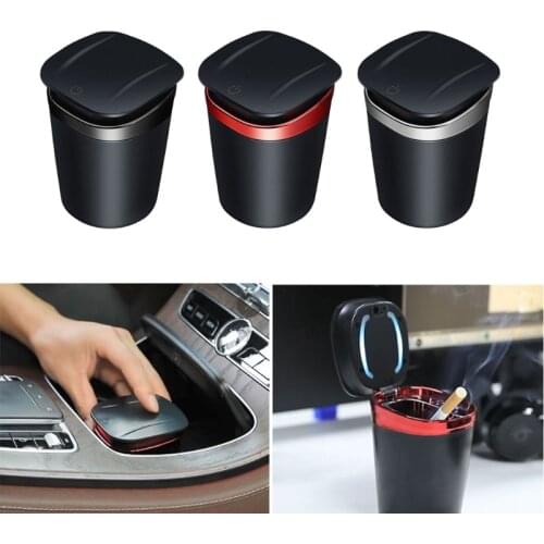 Car LED Ashtray with Detachable Lid Portable Ashtrays with LED Light Decorative Coin Storage Cup Container Cigar Ash Tray