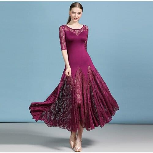Ballroom Lace Dresses Latin Tango Costume Flamenco Dress Waltz Cheap Dance Costume Foxtrot Dance Dress Women Dance Wear DWY2966