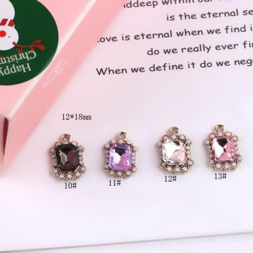 Free Shipping 10PCs 12*18MM Vintage Style Crystal Rhinestone Necklace Pendants DIY Jewelry Findings Ornament Accessory Charms