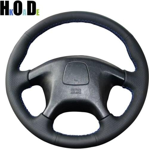 DIY Hand-stitched Black Artificial Leather Car Steering Wheel Cover for Mitsubishi Pajero Old Mitsubishi Pajero Sport