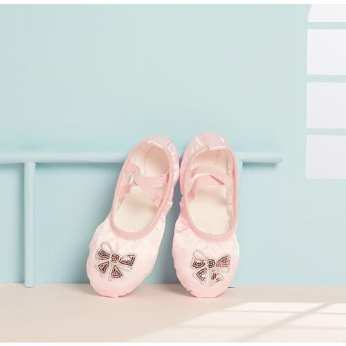 Kids Soft Sole Satin Flower Cat Paw Dance Slipper Ballet Shoes Ballerina Shoes for Girls