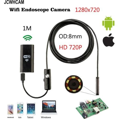 8mm 2MP CMOS Wifi Android IOS Endoscope Camera 1M 2M Cable Waterproof Snake Tube Pipe Borescope 720P For Iphone Camera Endoscope
