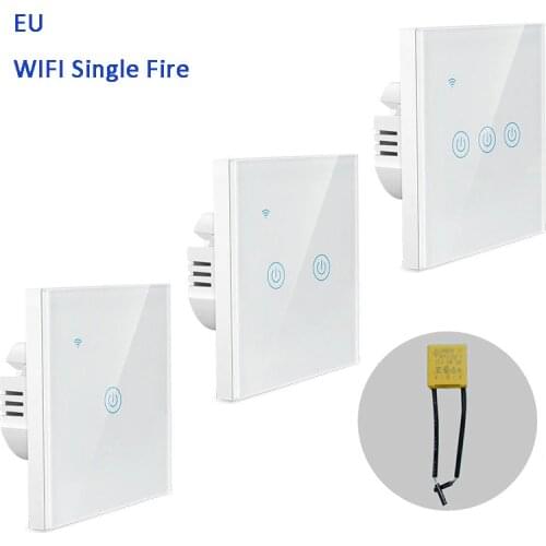 EU Single live line WiFi smart switch 1/2/3 Gang Tuya Timing Touch Switch EU Wall switch Type For Alexa Google Home