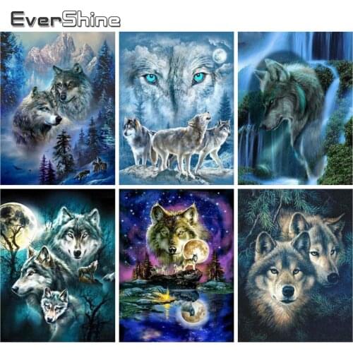 EverShine Diamond Painting Full Square Wolf Rhinestones Art Diamond Embroidery Animlas Cross Stitch Handicraft Gift Mosaic Kits