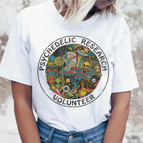 Harajuku T-shirt Women Tshirt Female Tshirt Psychedelic Research Volunteer tshirt graphic female tshirt funny for women clothing