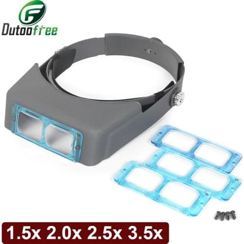 Tungfull 1.5x 2x 2.5x 3.5x Head Wearing Magnifier Eye Loupe Watchmaker Repair Third Hand Helmet Magnifying Glasses