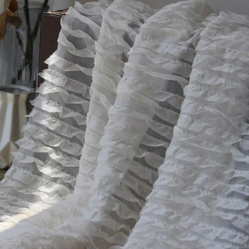 Ruffled three-dimensional wave pattern embroidered chiffon fabric Dress Skirt DIY Sewing Guipure Supplies