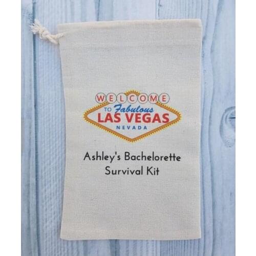 Customize vegas wedding Bachelorette Emergency Hangover survival Kits Jewelry Drawstring gift bags candy pouches