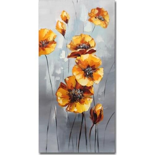 Muzagroo Art Hand Painted Red Flowers Paintings for Living Room Original Wall Art Decor 3 Panels Floral Art for Wall Home Decor