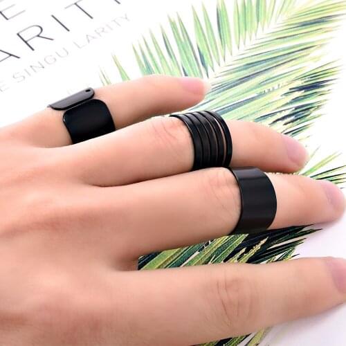 3 Pcs Punk Fashion Rings for Women Anel Anillos Black Stack Plain Above Knuckle Ring Band Midi Finger Ring Set