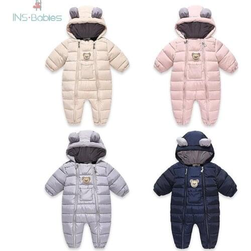2020 Newborn Baby clothes winter Baby Girl Romper 3-18m With Hooded Warm Fleece Snowsuit Toddler Girl jumpsuit for boys outfit
