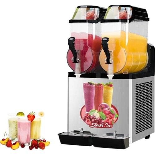 Commercial Slushy Machine 12L x 2 Double Tank Electric Automatic Slush Maker Machine Frozen Drink Snow Melting Machine 870W