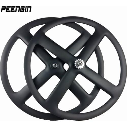 Carbon road/track fixed gear bike four spoke wheel 23mm width 37mm depth tubular/clincher front/rear 4 spoke integrated wheelset