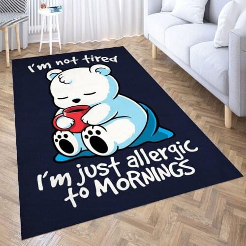 Tired polar bear Carpet for Living Room 3D Anime Cartoon Rug Gamer Teen Room Bedside Lounge Rug Kids Children Floor Mats