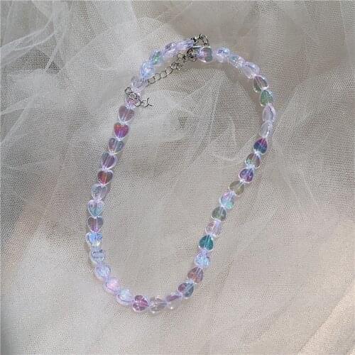 Kpop Goth Sweet Acrylic Heart Chokers Neck Chains Necklace Decorations For Women Girls girl Party Cosplay Aesthetic Jewelry
