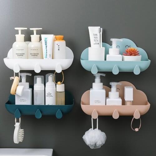 Bathroom Cloud Wall Mounted Shelf Organizer Punch-Free Firm Shower Kitchen Fitted Wall Storage Organizer Rack Home Hanging Rack