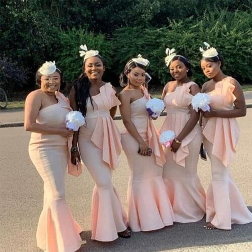 New High Quality Dresses For Women 2021 Wedding And Party Sexy One Shoulder Dress Sleeveless Bridesmaids Clothing For Lady Dress