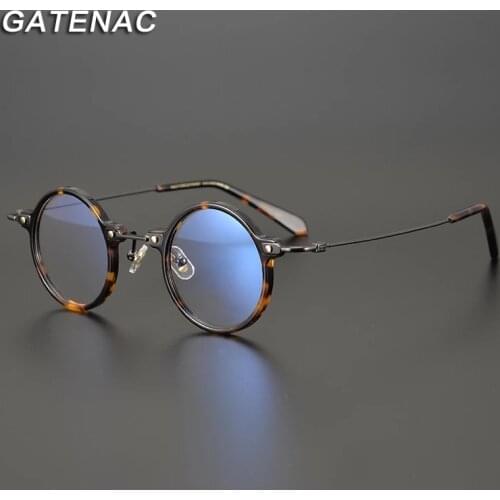 Vintage Acetate Titanium Glasses Frame Men 2021 New Round Prescription Optical Eyeglasses Women Luxury Brand Transparent Eyewear