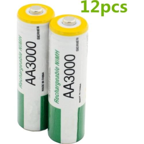 12pcs/lot 1.2V AA Rechargeable Battery High Power High Density 3000mAh AA Rechargeable NiMH Battery for Children Toy Battery
