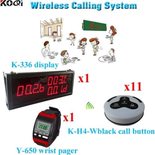 Restaurant Bell System Smart Buzzer And Electric Bell Set (1 display 1 wrist watch 11 call button)