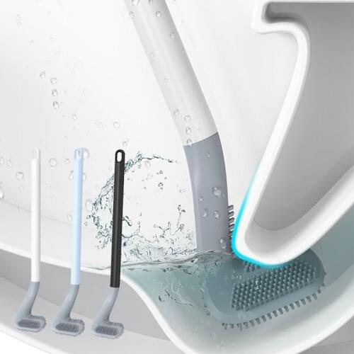 Silicone Bristle Toilet Brush Quickly Drying Holder Bathroom Toilet Cleaning Brush Bendable Silicone Brush Head WC Accessories