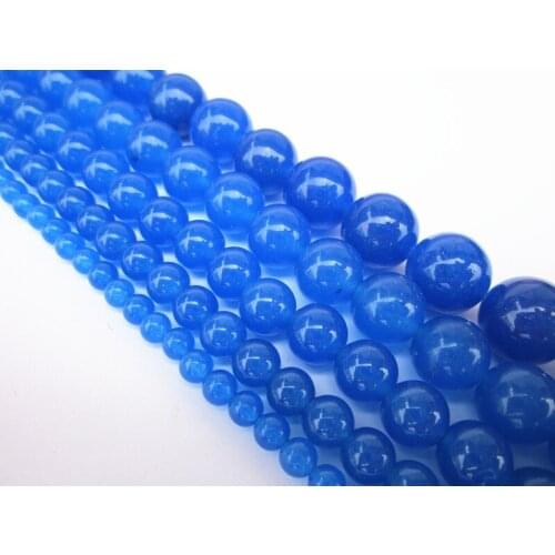 Medium Blue Chalcedony beads crystal loose beads accessories DIY bracelet necklace accessories manual beads loose beads