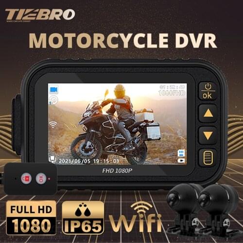 TIEBRO 3" Screen Full Body Waterproof Motorcycle DVR Dash Cam 1080P WiFi Front Rear View Motorcycle Camera Moto Recorder Box