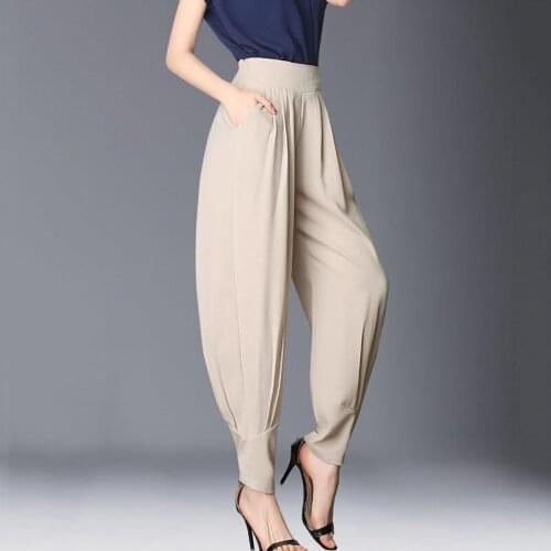 2021 New Women Pants Spring Summer Fashion High Waist Harem pants Women Mothers Loose Casual Bloomers Pants Little feet pants