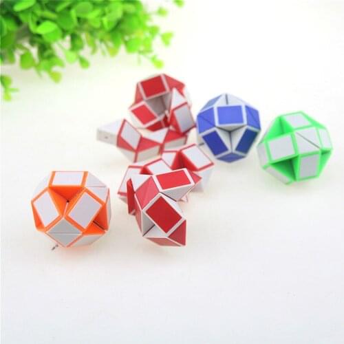 1@#1Pcs Twist Fun Ploy Puzzle Hot Selling Random Color Mini Magic Cube Snake Toy Ruler Magic Snake