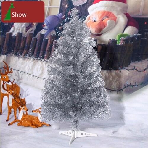 1 Set 60cm Artificial Silver Christmas Tree Hot New Style PVC Fake Tree for XMAS Mini Christmas Tree Desk Ornament Decorations